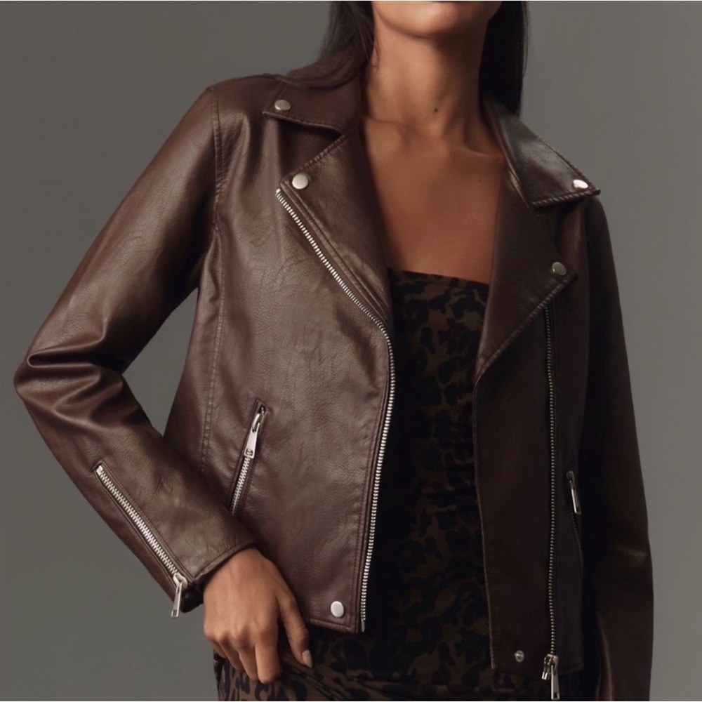 Classic Brown Leather Moto Jacket